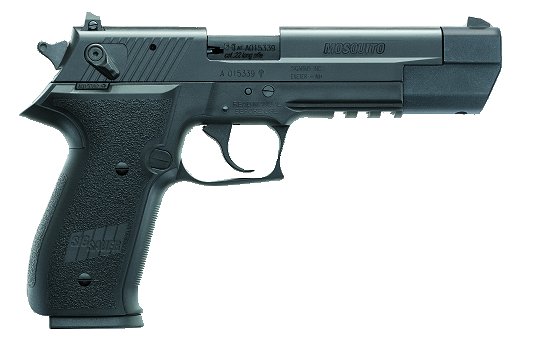 Sig Mosquito Sport Semi-Auto Pistol MOS22BSPORT, 22 Long Rifle, 4.9 in, Polymer Grip, Black Finish, 10 Rd, Long Slide