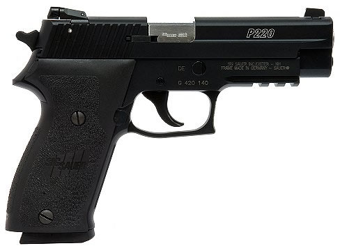 Sig P220 Classic Pistol 220R22BAS, 22 Long Rifle, 4.5 in, Black Synthetic Grip, Black Finish, Adj Sights, 10 Rd
