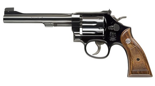 Smith & Wesson M14 Classic Revolver 150252, 38 Special, 6 in, Checkered Wood Grip, Blue Finish, 6 Rd