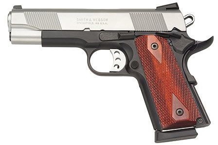 Smith & Wesson M1911ES Semi-Auto Pistol 108310, 45 ACP, 4 1/4 in, Wood Grip, Two-Tone Finish, 7 Rd