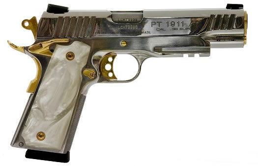 Taurus 1911 Semi-Auto Pistol 1191109PG1, 45 ACP, 5 in, Pearl Grip, Stainless Finish, 8 Rd