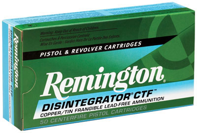 Remington Disintegrator CTF Lead-Free Centerfire, 38 Special, Frangible Lead-Free, 110 GR, TBA, 50 Rd/bx, (CTF38SPLA)