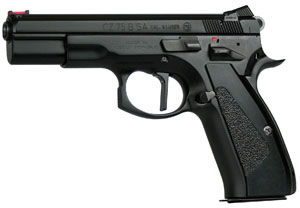 CZ-USA CZ75 B Target Pistol 91149, 9mm, 4.7 in, Aluminum Grip, Black Polycoat Finish, Fiber Optic (front), Novak (rear) Sights, 16 Rd