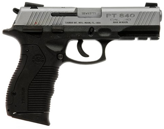 Taurus 840 Compact Pistol 1840049C, 40 Smith & Wesson, 3-1/2", Checkered Grip, Stainless Finish, 10 Rd