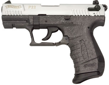 Walther P22 Pistol WAN22012, .22 LR, 3.4", Synthetic Grip, Chrome Finish, 3-Dot Adjustable Sights, 10 Rd