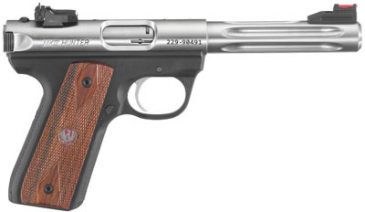 Ruger 22/45 Hunter Rifle 10146, 22 Long Rifle, 5.5 in, Cocobolo Wood Grip, Black Polymer/Stainless Steel Finish, 10 Rd