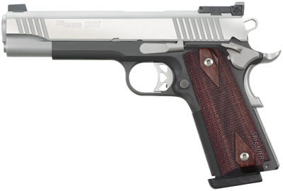 Sig 1911 Pistol 1911T45TME, 45 ACP, 5 in, Wood Grip, Two-Tone Finish, Adj Sights, 8 Rd