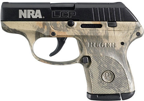 Ruger Lcp Light Compact Semi Auto Nra Ed Pistol 3712 380 Acp 2 75 Natural Gear Camo Blue Finish 6 Rd Able Ammo