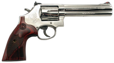 Smith & Wesson M686 Revolver 151013, 357 Magnum, 6 in, Rosewood Grip, High Bright Finish, 6 Rd