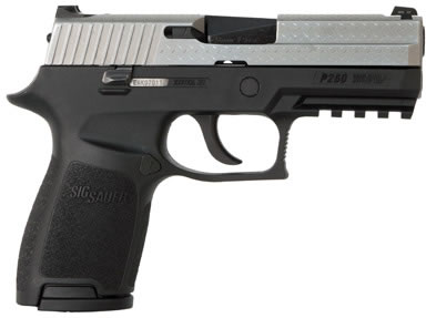 Sig P250 Diamond Plate Pistol 250C9DP, 9mm, 3.9 in, Polymer Grip, Two-Tone Finish, Night Sights, 15 Rd