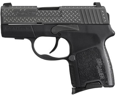 Sig P290 Diamond Plate Pistol 290RS9BDP, 9mm, Pistol 2.9 in, Aluminum Grip, Diamond Plate/Black Finish, Night Sights, 6/8 Rd
