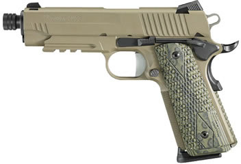 Sig 1911 Scorpion Carry Pistol 1911CAR45SCPNTB, 45 ACP, 4.2 in Threaded, Hogue G10 Grip, Dark Earth Finish, Low Profile Sights, 8 Rd