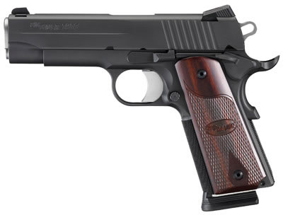 Sig 1911 Pistol 1911FCA45BSS, 45 ACP, 3.3 in, Rosewood Grip, Black Finish, Low Profile Sights, 7 Rd