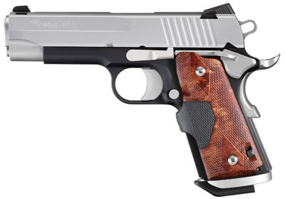 Sig 1911 Laser Pistol 1911CO45TSSC3PCT, 45 ACP, 4.25 in, Black Grip, Two-Tone Finish, Novak Sights, 6 Rd