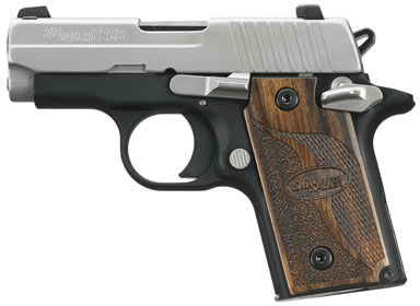 Sig P238 SAS (CA Approved) Pistol 238380SASCA, 380 ACP, Pistol 2.7 in, Wood Grip, Two-Tone Finish, Night Sights, 6 Rd