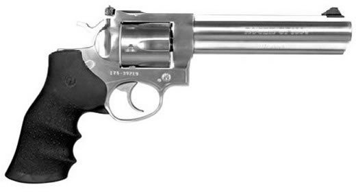 Ruger KGP-161 Double Action Revolver 1707, 357 Magnum, 6 in Hvy BBL, Rubber Grip, Satin Stainless Finish, 6 Rd, Adj Sights
