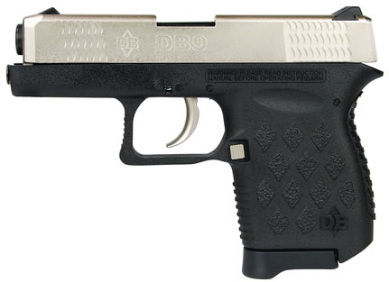 Diamondback Firearms DB9 Semi-Auto Pistol DB9N, 9mm, 3 in, Black Polymer Grip, Nickel/Black Finish, 6 Rd