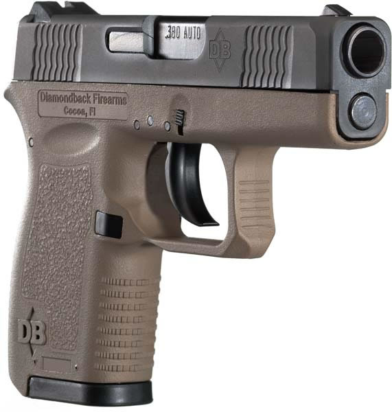 Diamondback DB380 Semi-Auto Pistol DB380FDE, 380 ACP, 2.8 in, Dark Earth Grip, Dark Earth Finish, 6 Rd