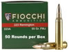 Fiocchi Shooting Dynamics Rifle Ammunition 223A, 223 Remington, Full Metal Jacket (FMJ), 55 GR, 3240 fps, 50 Rd/bx