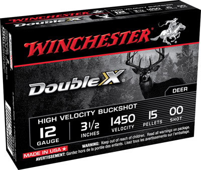 Winchester Supreme Buckshot SB12L00, 12 Gauge, 3-1/2", 15 Pellets, 1450 fps, #00 Lead Buckshot, 5 Rd/bx