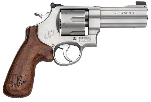 Smith & Wesson 625 JM Revolver 160936, 45 ACP, 4", Jerry Miculek Wood Grip, Satin Stainless Finish, 6 Rd, Adj Sights