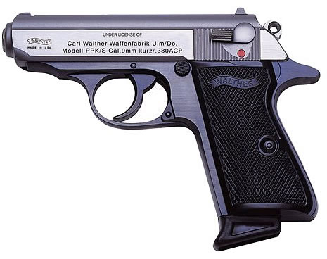 Walther PPK/S Semi-Auto Pistol VAH38007, 380 ACP, 3.35", Black Plastic Grip, Blue/Stainless Finish, 7 Rd