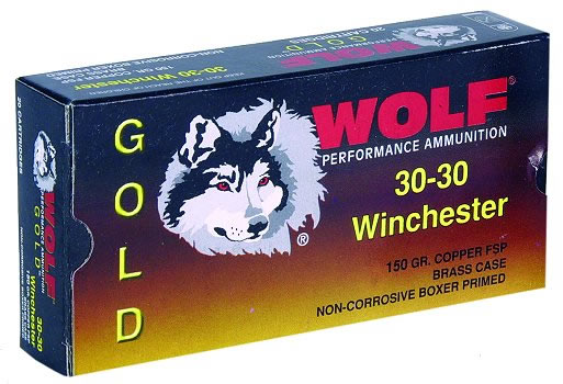 Wolf Gold Rifle Ammunition G3030SP1, 30-30 Winchester, Jacketed Soft Point (SP), 150 GR, 2379 fps, 20 Rd/bx