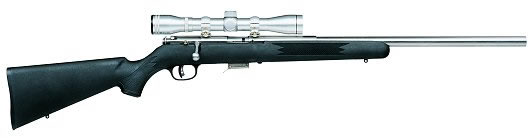 Savage 93FVSSXP Bolt Action Rifle w/Scope 95200, 22 Winchester Magnum, 21" Hvy BBL, Black Syn Stock, Stain Steel Finish, 5 Rds