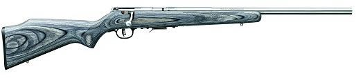 Savage 93R17BVSS Rimfire Rifle 96705, 17 HMR, 21" Hvy BBL, Bolt Action, Gray Laminate Stock, Stain Steel Finish, Accutrigger, 5 Rds