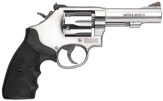 Smith & Wesson 67 Revolver 162802, 38 Special, 4", Rubber Grip, Stainless Finish, 6 Rd, Red Ramp Sights