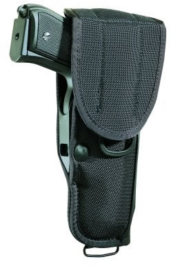 Bianchi Universal Military Holster w/Trigger Guard Shield, Black, Model 17006, For BER; Bren Ten; Colt; Kimber ; Llama; M&B; Mauser; PO; Sig; Star; Steyr; S&W; Taurus; Walther; 5 in BBL
