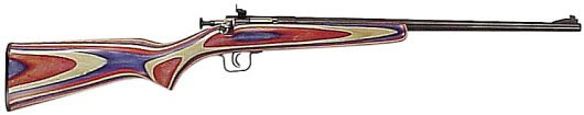 Crickett Single Shot Bolt Action Rifle 253, 22 LR, 16 1/8", Red, White & Blue Lam w/Pistol Grip Stock, Blued Steel Finish