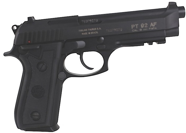 Taurus PT-92 Large Frame Pistol 1920151, 9mm, 5", Checkered Rubber Grip, Blue Finish, 10 Rd, Fixed Sights