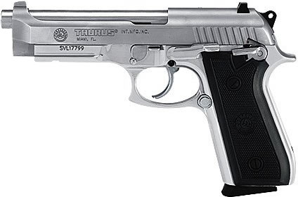 Taurus PT-92 Large Frame Pistol 1920159, 9mm, 5", Checkered Rubber Grip, Stainless Finish, 10 Rd, Fixed Sights