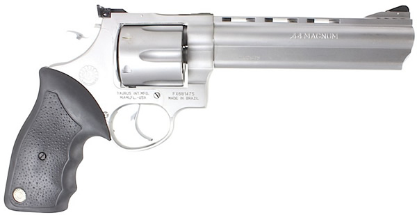 Taurus 44 Large Frame Revolver 2440069, 44 Remington Mag, 6 1/2" Ported, Soft Rubber Grip, Matte Stainless Finish, 6 Rd, Adj Sights