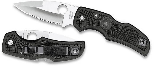 Spyderco Native Spear Point Blade Folding Knife w/Partially Serrated Edge C41PSBK