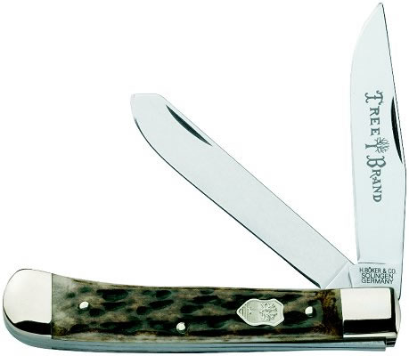 Boker Trapper Appaloosa Folding Knife w/Clip/Spey Blade & Bone Handle 2525AB