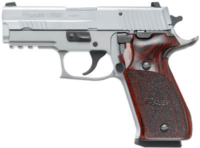Sig P220 Pistol 220R345SSE, 45 ACP, 3.9 in, Wood Grip, Stainless Finish, Night Sights, 8 Rd