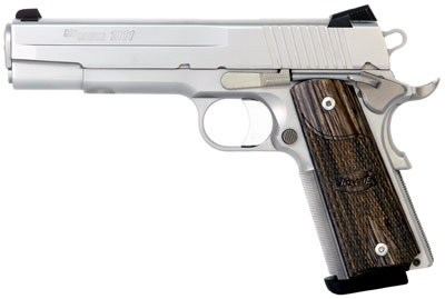 Sig 1911 Pistol 191145SSS, 45 ACP, 5 in, Wood Grip, Stainless Finish, Night Sights, 8 Rd