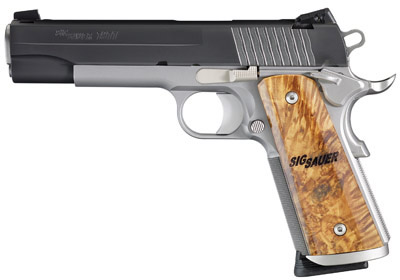Sig 1911 Pistol 191145STX, 45 ACP, 5 in, Maple Wood Grip, Two-Tone Finish, Adj Night Sights, 8 Rd