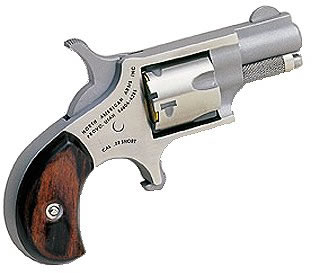 North American Mini-Revolver 22S, 22 Short, 1-1/8", Rosewood Grip, Stainless Finish, 5 Rd
