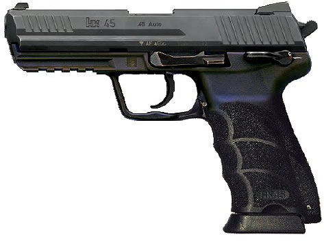 Heckler & Koch HK45 V1 DA/SA Semi-Auto Pistol w/Safety 81000026, 45 ACP, 4.5 in, Black Ergonomic Grip, Black Matte Finish, 10 Rd