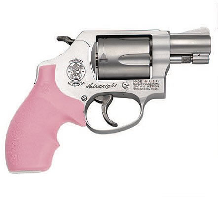 Smith & Wesson 637 Revolver 150467, 38 Special+ P, 1 7/8 in, Pink Rubber Grip, Matte Silver Finish, 5 rd
