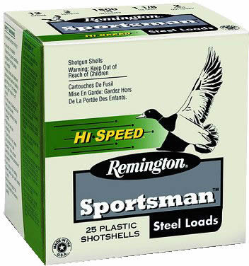 Remington Sportsman Hi-Speed Steel Shotshells SSTHV12H2, 12 Gauge, 3", 1-1/8 oz, 1550 fps, #2 Steel Shotshells Shot, 25 Rds/Bx