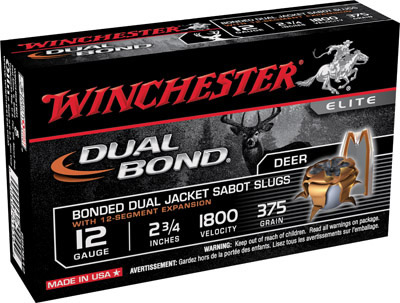 Winchester Supreme Elite Dual Bond Slugs SSDB12, 12 Gauge, 2-3/4", 375 Grams, Sabot Slug, 5 Rd/bx