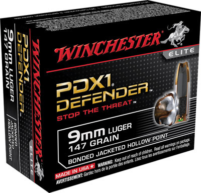 Winchester Supreme Elite Pistol Ammunition S9MMPDB1, 9mm Luger, Bonded PDX1, 147 GR, 20 Rd/bx