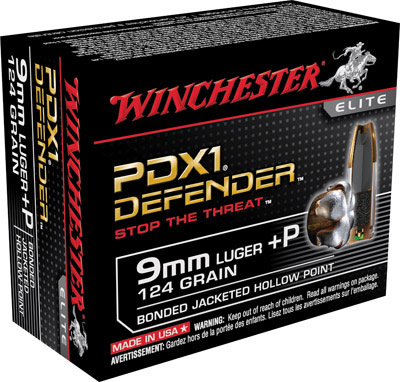 Winchester Supreme Elite Pistol Ammunition S9MMPDB, 9mm Luger +P, Bonded PDX1, 124 GR, 20 Rd/bx