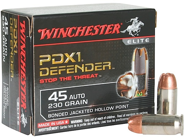 Winchester Supreme Elite Pistol Ammunition S45PDB, 45 ACP, Bonded PDX1, 230 GR, 20 Rd/bx