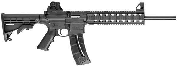 Smith & Wesson MP 15-22 Rimfire Rifle 811030, 22 Long Rifle, 16 in, Collapsible Stock, Black Anodized Finish, 25 Rd