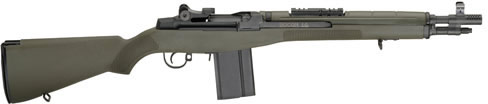 Springfield M1A Scout SOCOM Semi-Auto Rifle AA9625, 308 Winchester, 16 1/4 in, Green Composite Stock, Carbon Finish